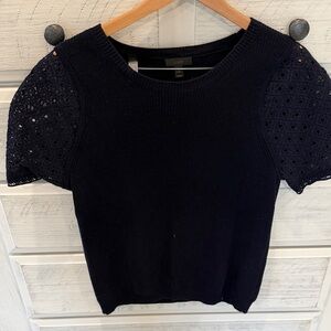 J. Crew Midnight Blue Lace Sleeve Sweater